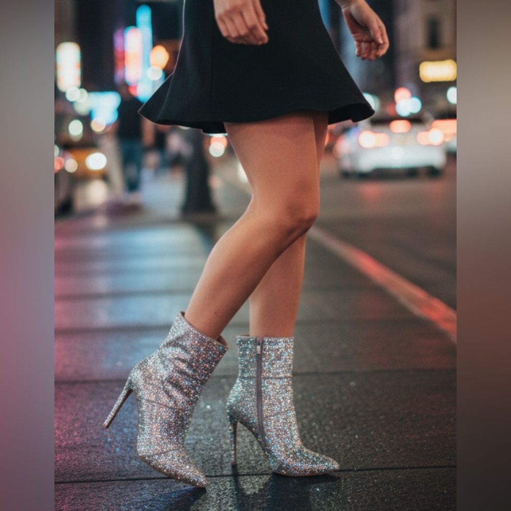 Steve Madden Silver Ankle Booties